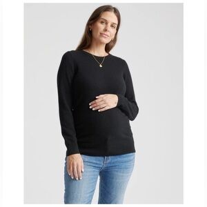 QUINCE Black Mongolian Cashmere Maternity Crewneck Sweater Size S